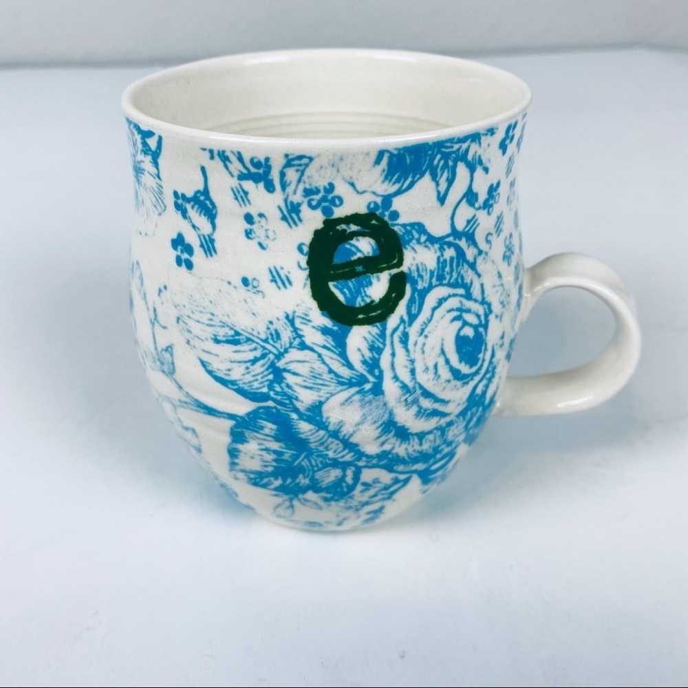 Anthropologie Homegrown Monogram Floral E Mug